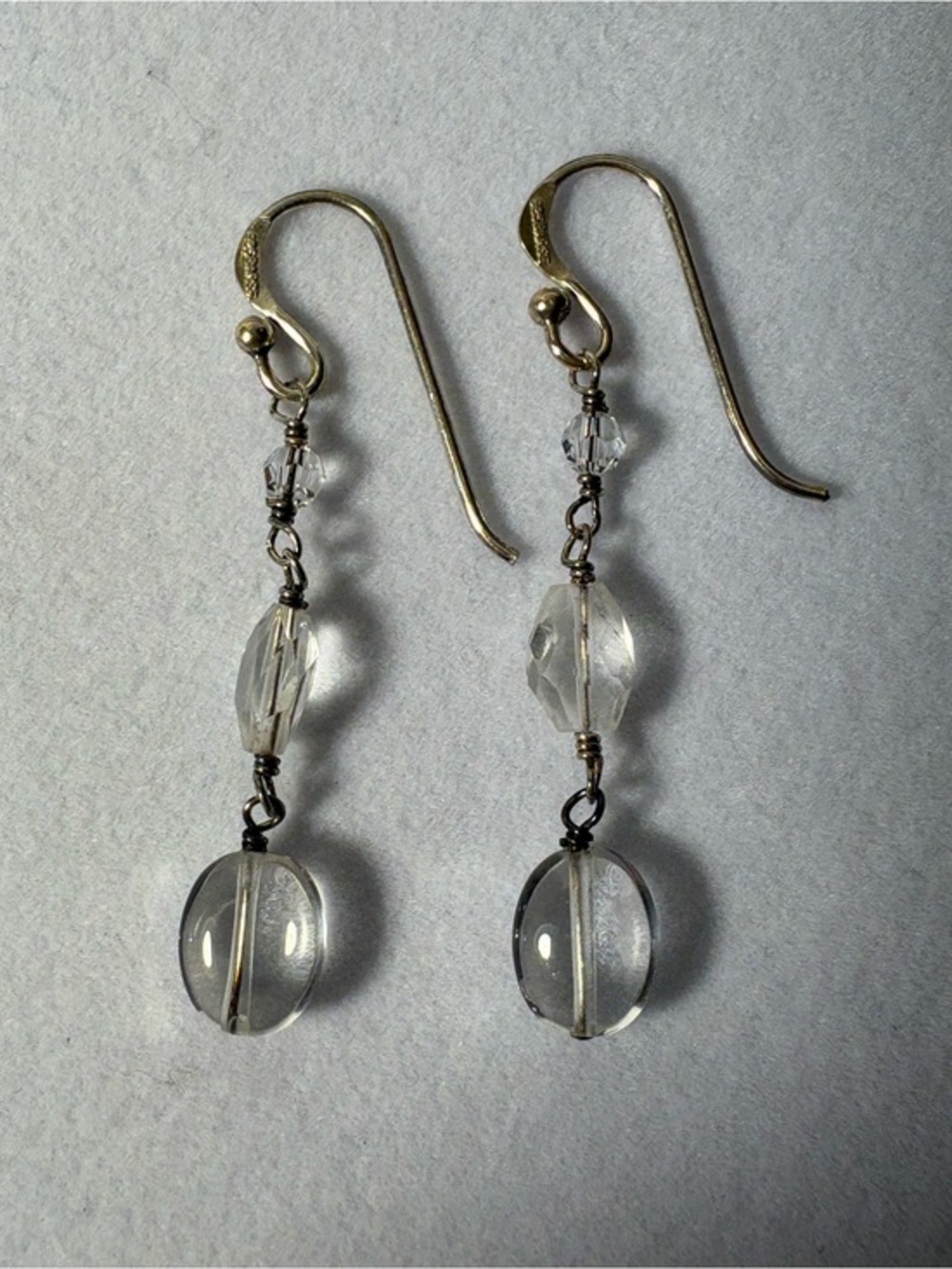 Sterling Silver & Clear Quartz Drop Earrings
